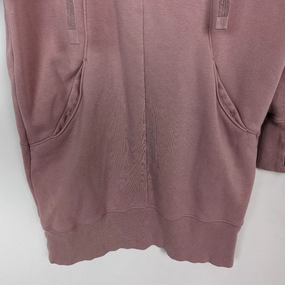 ATHLETA sz S Cozy Karma 1/4 Zip Sweater Dress Tunic  Fleece Lined Floral Mauve - Picture 12 of 16
